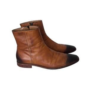 Gordon Rush Boots Burnished Leather Two Tone Western Brown 10